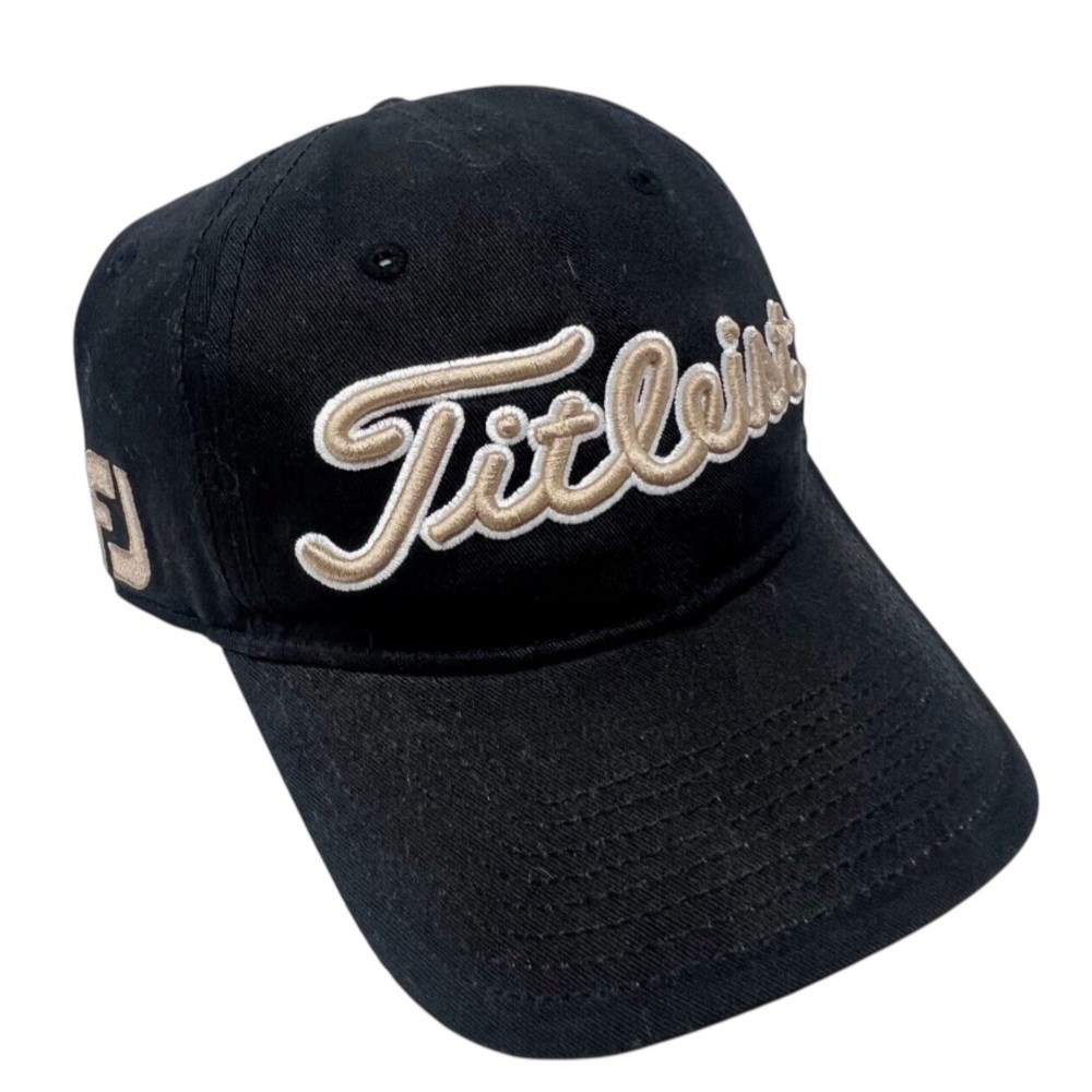 NEW! TITLEIST Men's 'PRO-V1' 'FJ' Tour Cotton Golf Hat-Black/Gold/White - Picture 2 of 3